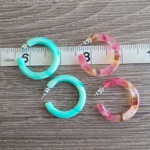 Fenna and Fei Acetate 1.5 in Hoops Teal Floral Pink